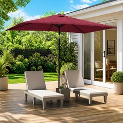 300x200cm Red Outdoor Umbrella with Steel Pole