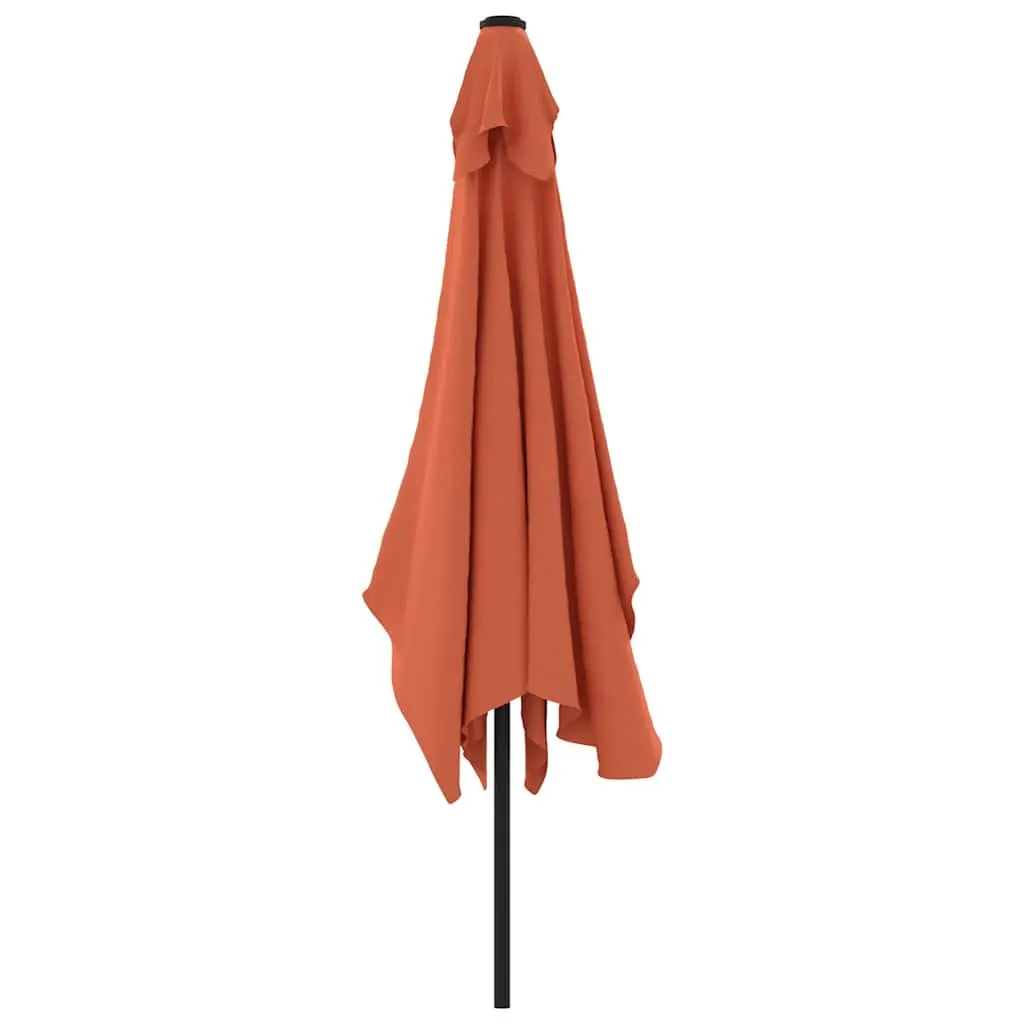 Garden Parasol 300x200 cm Outdoor Sunshade Umbrella Crank Tilt Terracotta Brown