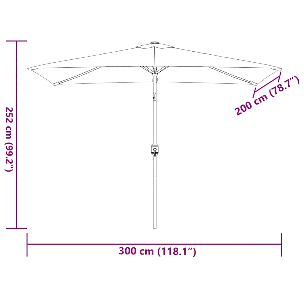 Garden Parasol 300x200 cm Outdoor Sunshade Umbrella Crank Tilt Terracotta Brown