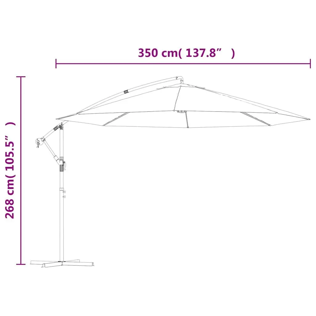 Cantilever Garden Parasol 350 cm Outdoor Hanging Umbrella Sunshade Anthracite