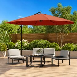 Cantilever Garden Parasol Outdoor Hanging Sunshade Umbrella 350 cm Brown