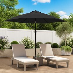 Garden Parasol 300cm with Solar LED Lights Steel Pole Outdoor Shade Anthracite
