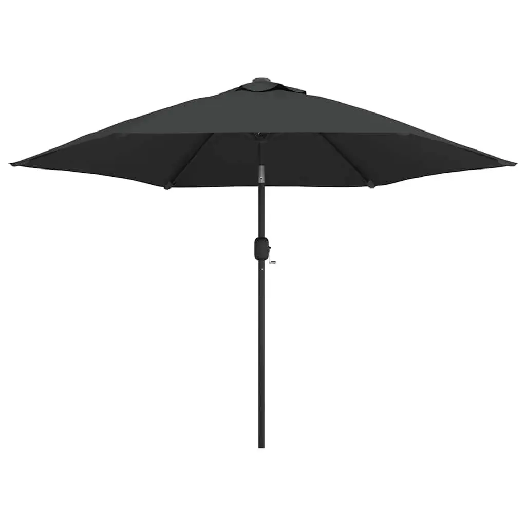 Garden Parasol 300cm with Solar LED Lights Steel Pole Outdoor Shade Anthracite