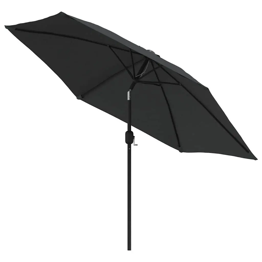 Garden Parasol 300cm with Solar LED Lights Steel Pole Outdoor Shade Anthracite