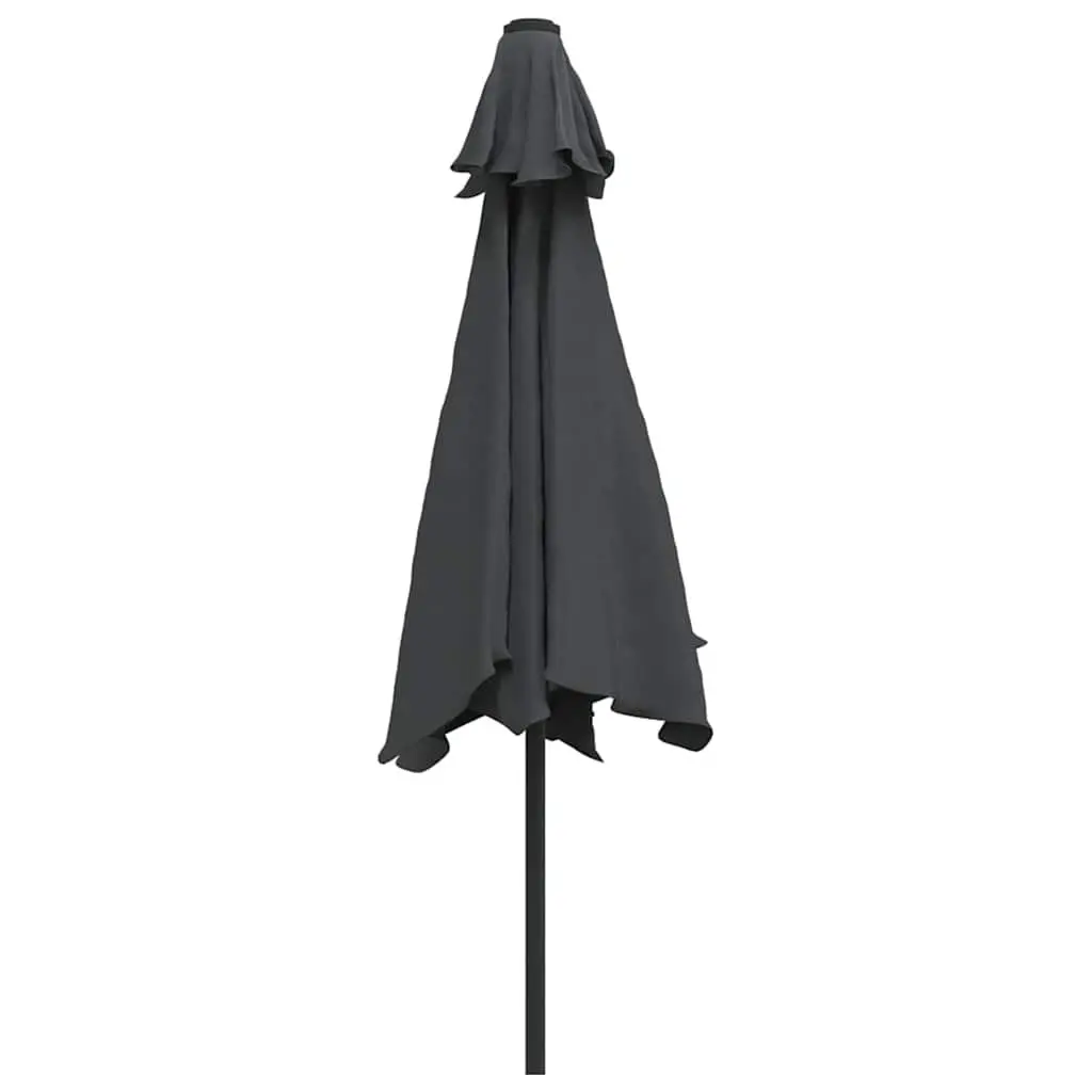 Garden Parasol 300cm with Solar LED Lights Steel Pole Outdoor Shade Anthracite