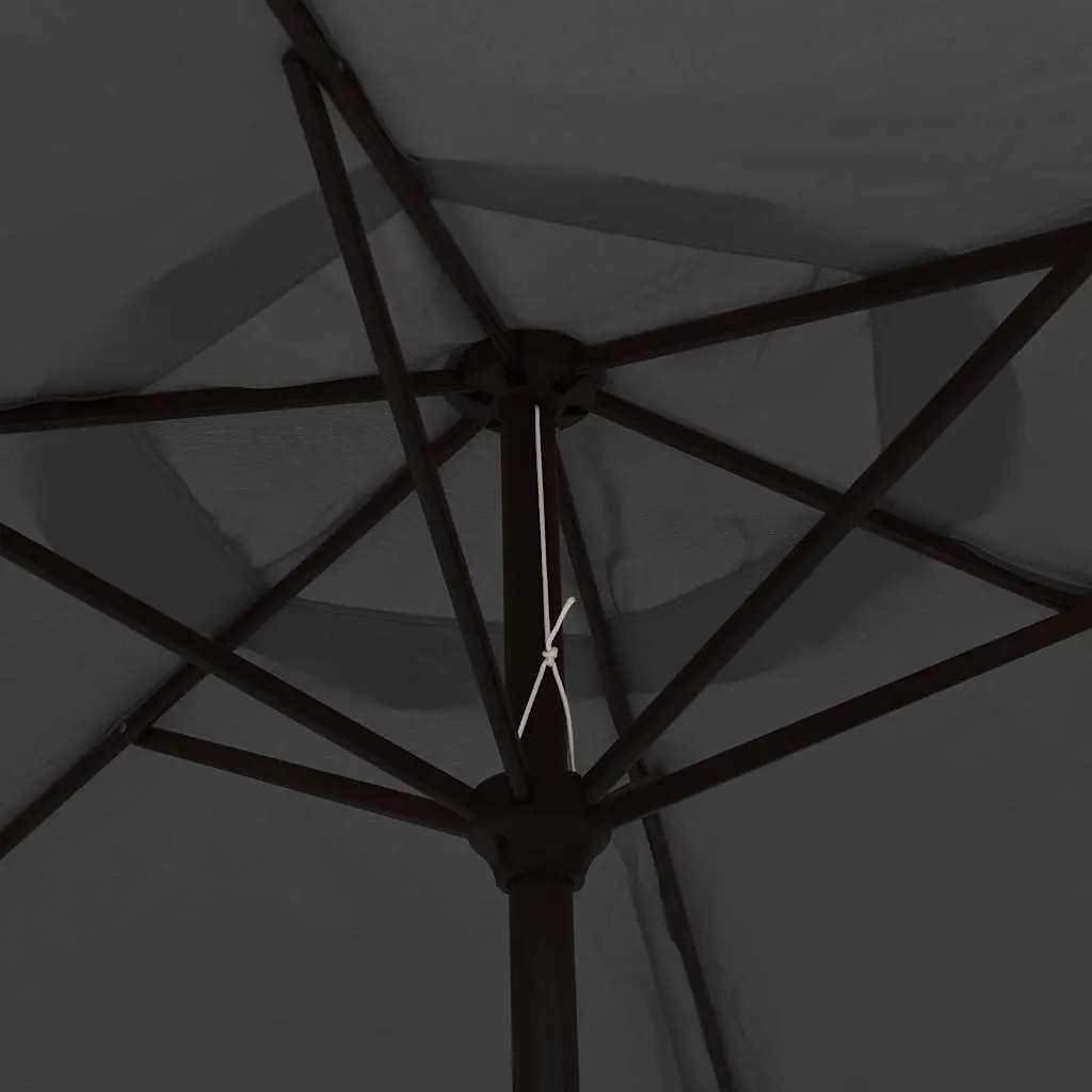Garden Parasol 300cm with Solar LED Lights Steel Pole Outdoor Shade Anthracite