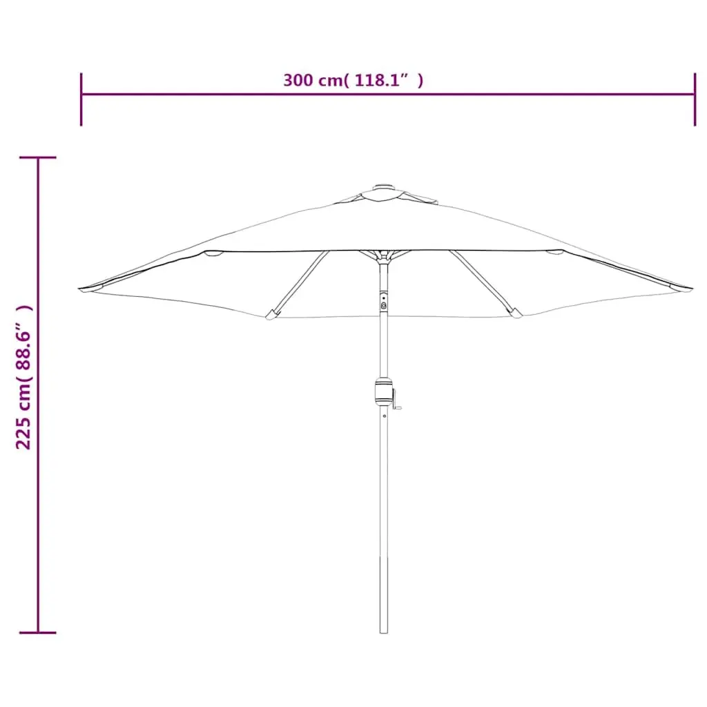 Garden Parasol 300cm with Solar LED Lights Steel Pole Outdoor Shade Anthracite