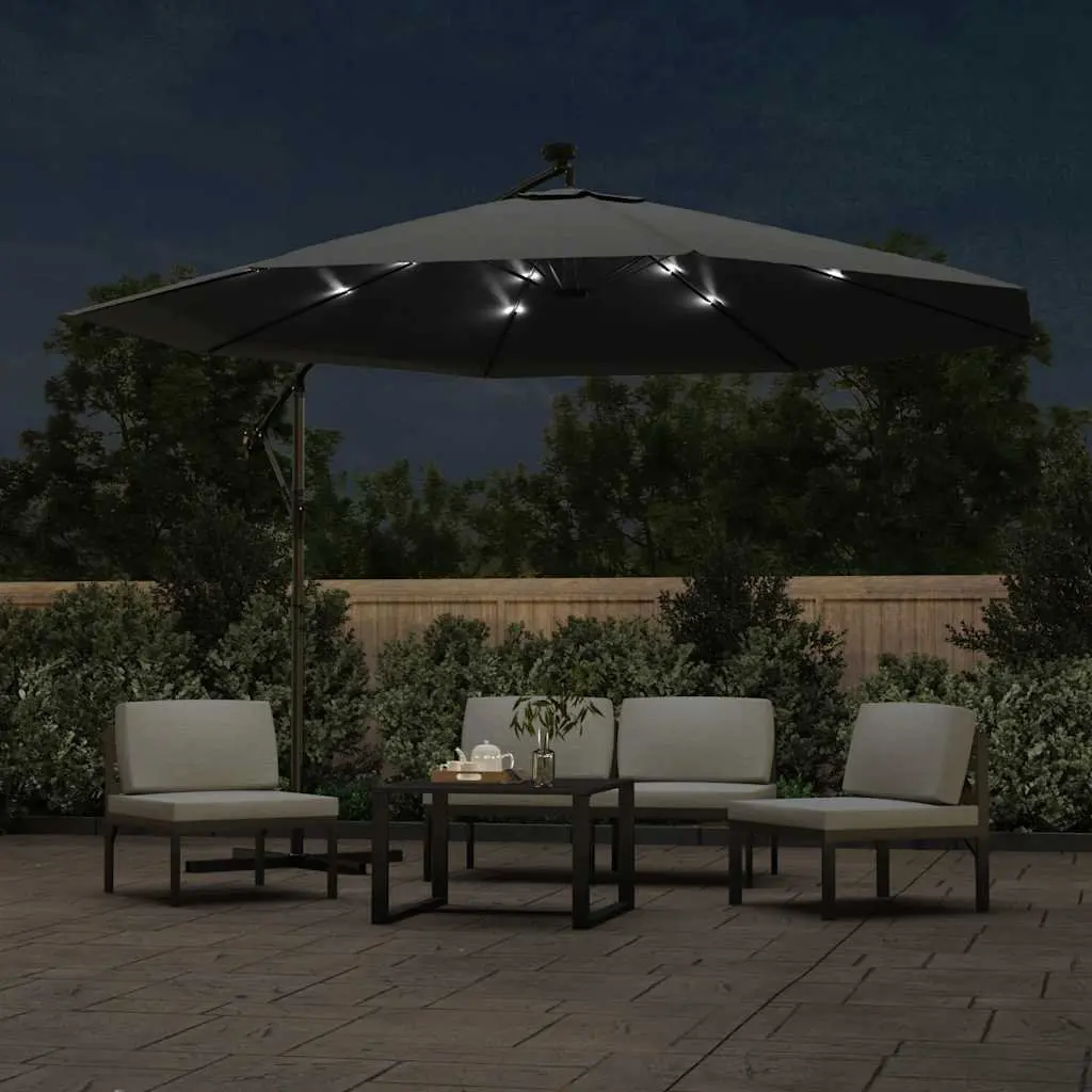 Cantilever Garden Parasol Outdoor 350cm with Solar Powered LED Lights
