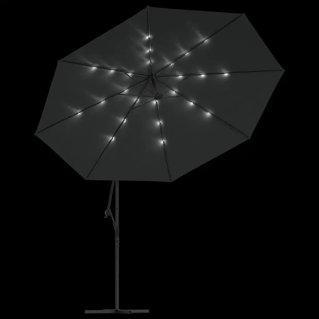 Cantilever Garden Parasol Outdoor 350cm with Solar Powered LED Lights
