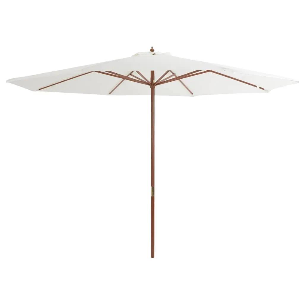 Garden Parasol Outdoor Use 350cm Wooden Pole UV Protection White