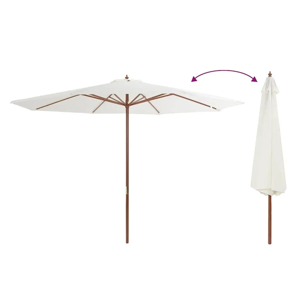 Garden Parasol Outdoor Use 350cm Wooden Pole UV Protection White