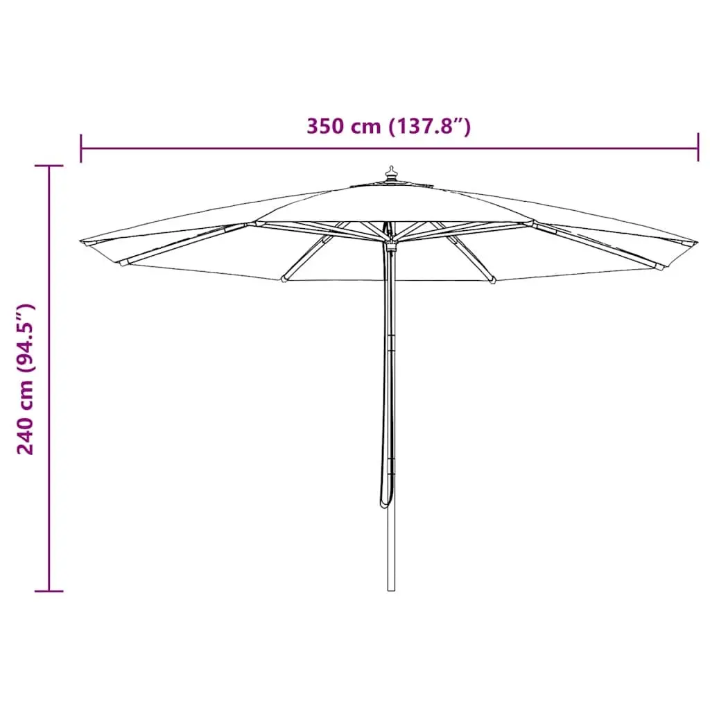 Garden Parasol Outdoor Use 350cm Wooden Pole UV Protection White