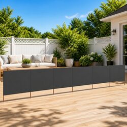 6-Panel Folding Wind Screen Outdoor Garden Shelter Fabric 800x80cm Grey Portable