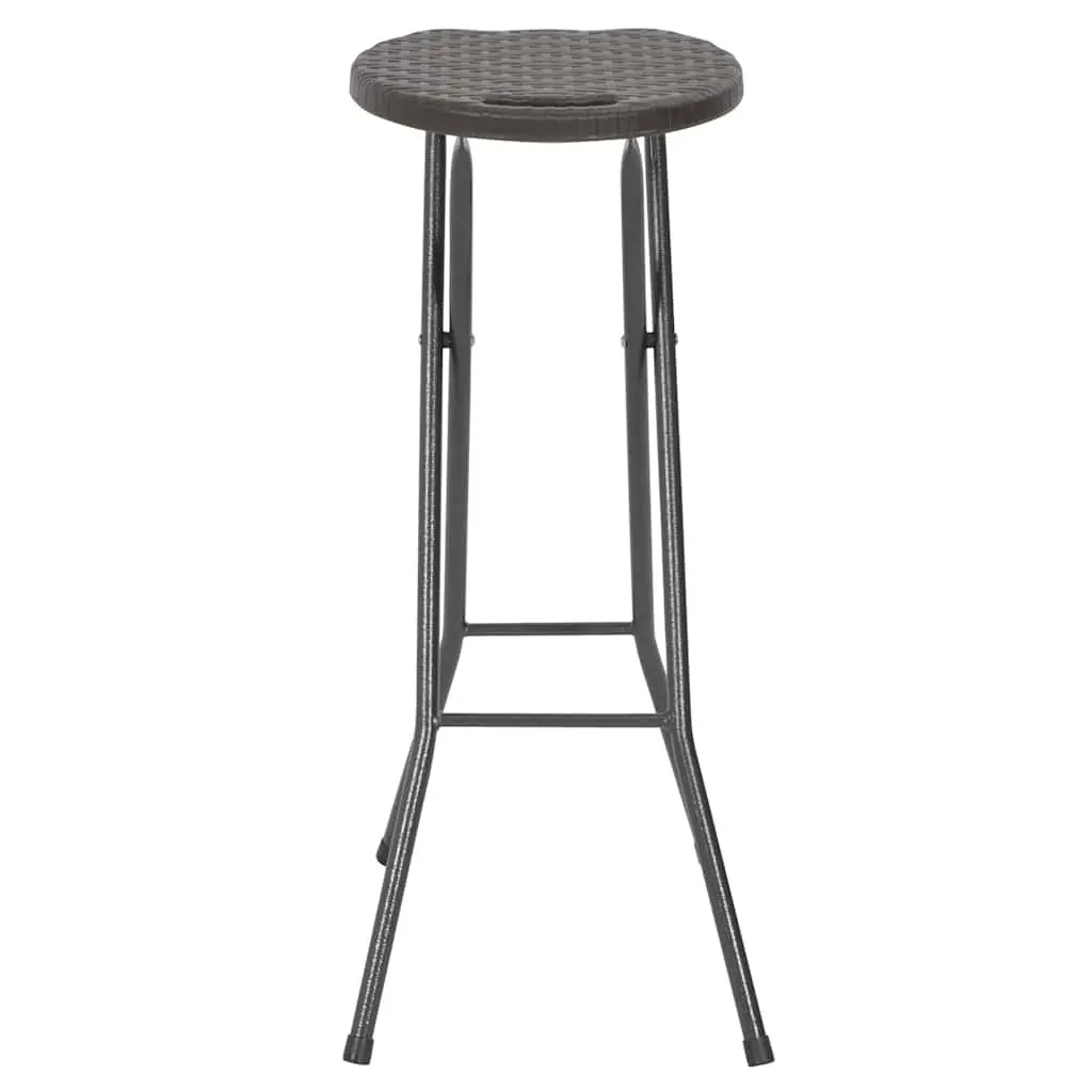 Folding Bar Stools 2 pcs Outdoor Seating Brown Rattan Look Garden Patio Chairs