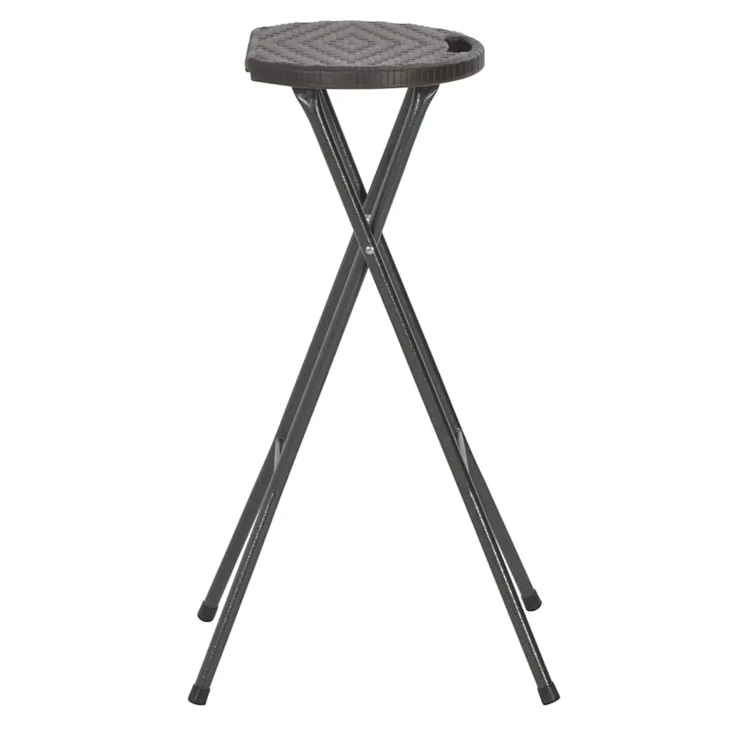 Folding Bar Stools 2 pcs Outdoor Seating Brown Rattan Look Garden Patio Chairs
