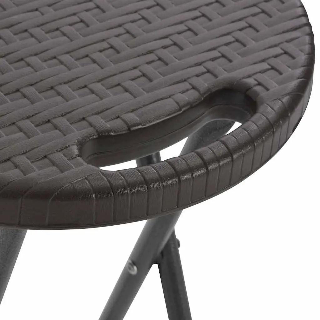 Folding Bar Stools 2 pcs Outdoor Seating Brown Rattan Look Garden Patio Chairs