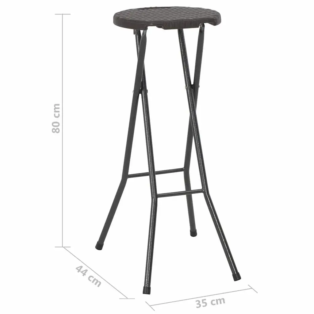 Folding Bar Stools 2 pcs Outdoor Seating Brown Rattan Look Garden Patio Chairs