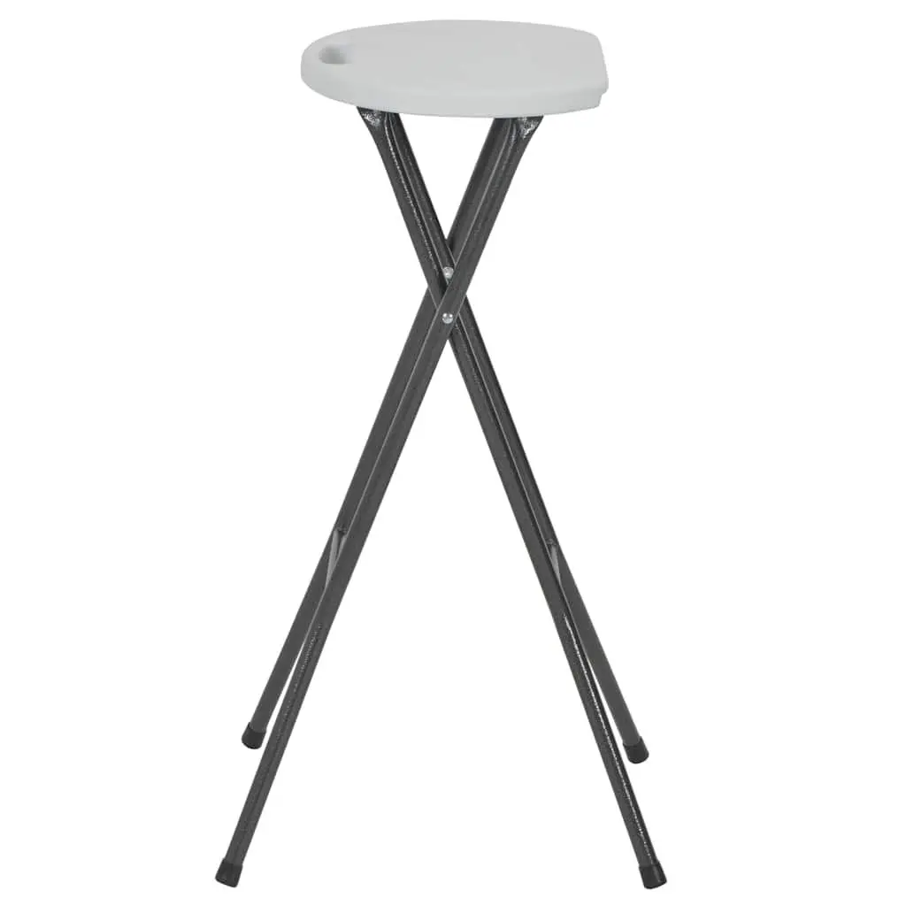 Folding Bar Stools 2 pcs Outdoor Seating Garden Patio Balcony Chairs White