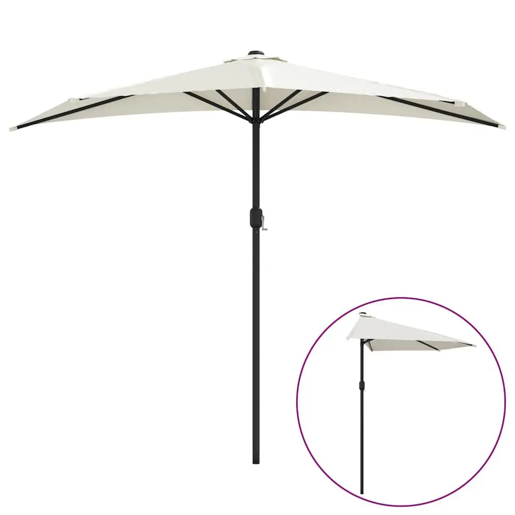 Half Round Garden Parasol Outdoor Sunshade 270x144cm Beige