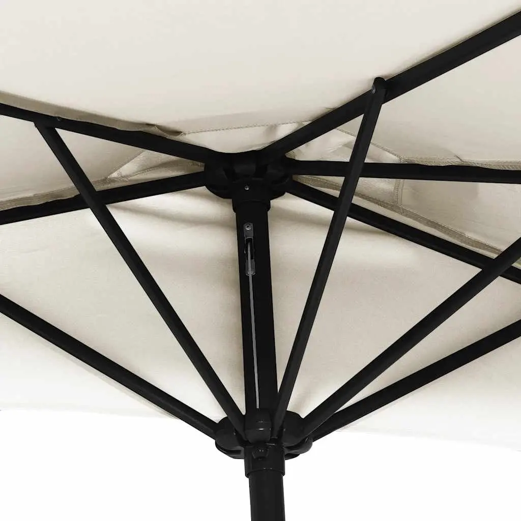 Half Round Garden Parasol Outdoor Sunshade 270x144cm Beige