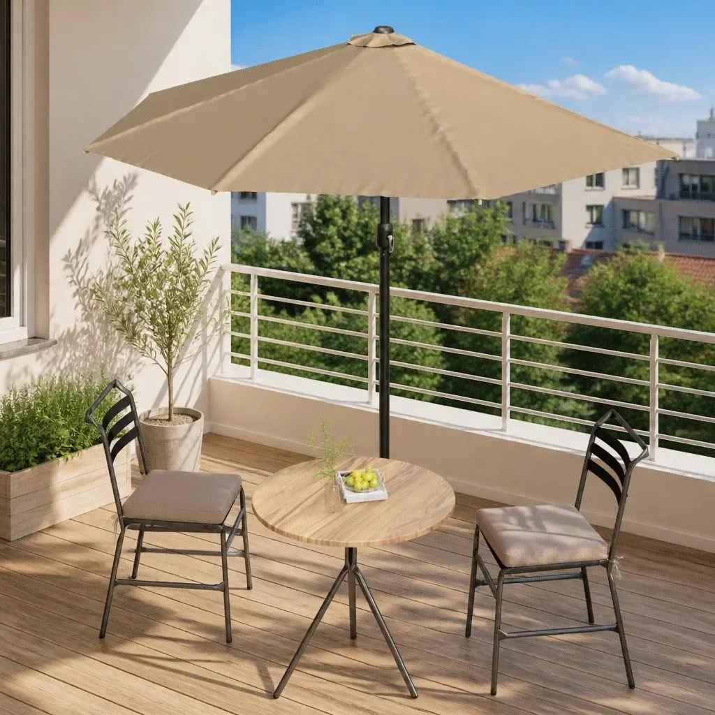 Half Round Garden Parasol Outdoor Shade Umbrella 270 x 144 cm