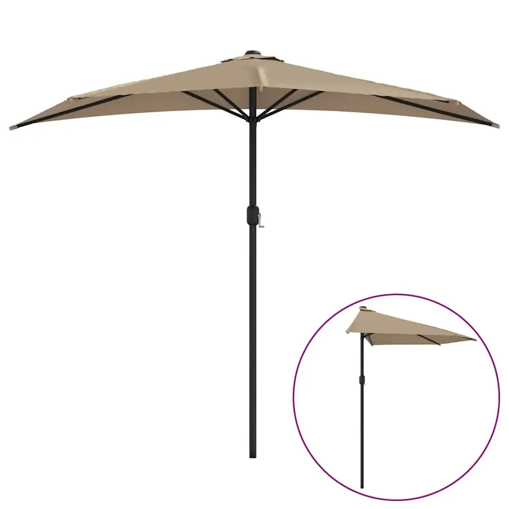 Half Round Garden Parasol Outdoor Shade Umbrella 270 x 144 cm