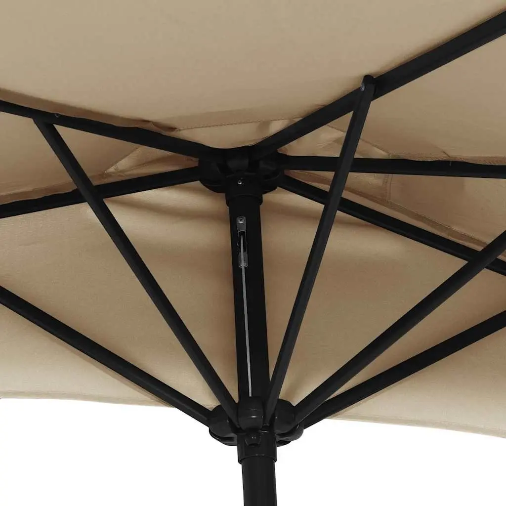Half Round Garden Parasol Outdoor Shade Umbrella 270 x 144 cm