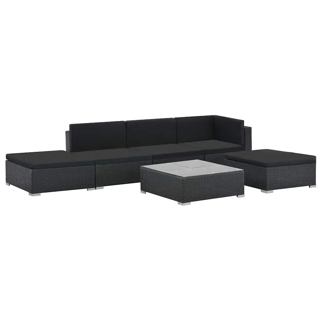 Outdoor Lounge Set Garden Furniture 6 Piece Black
