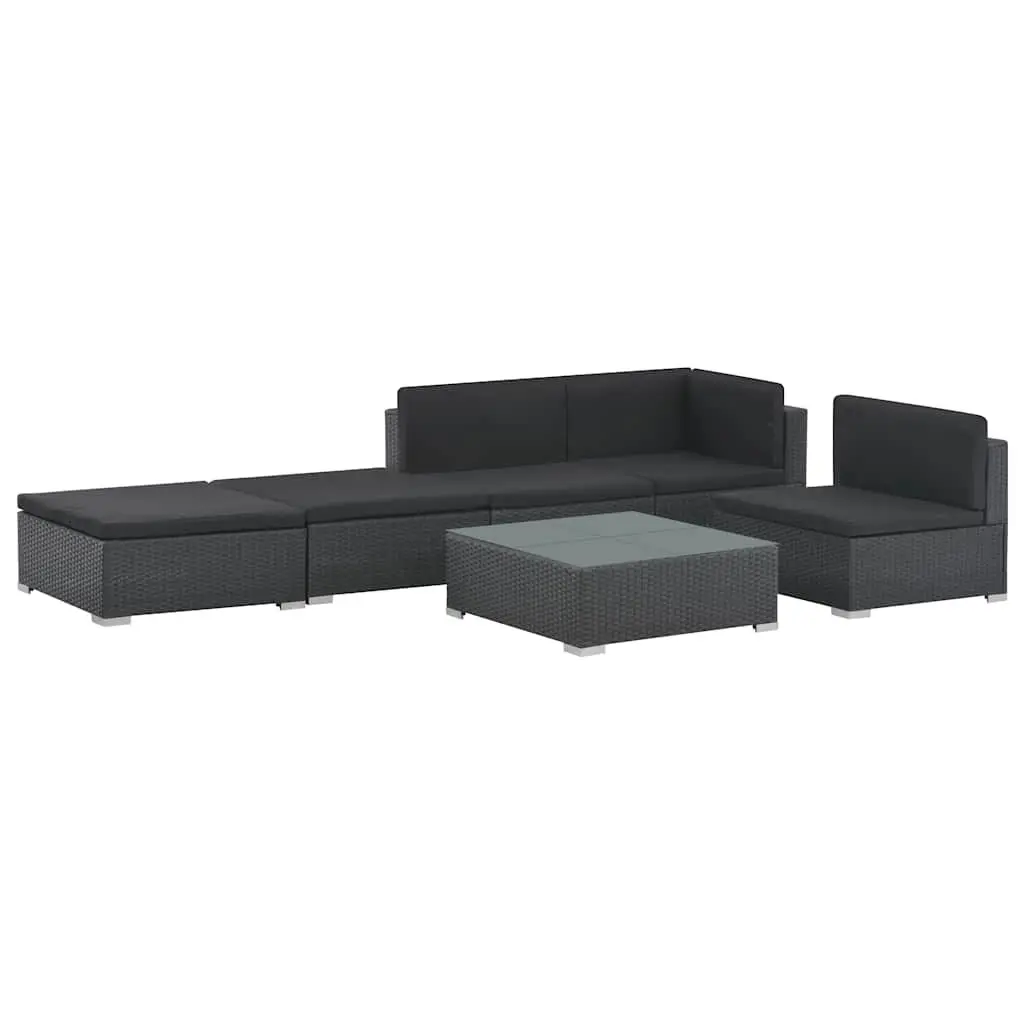 Outdoor Lounge Set Garden Furniture 6 Piece Black