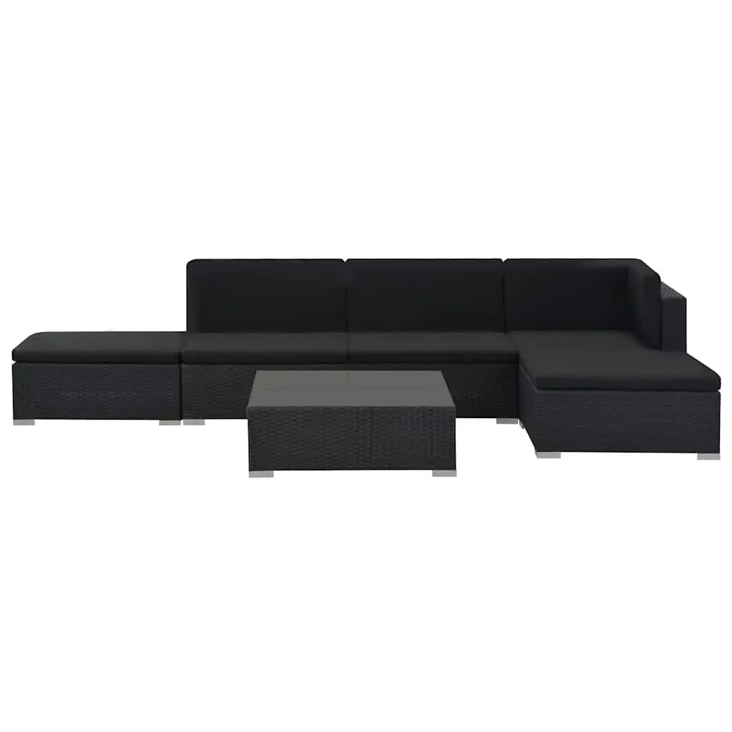 Outdoor Lounge Set Garden Furniture 6 Piece Black