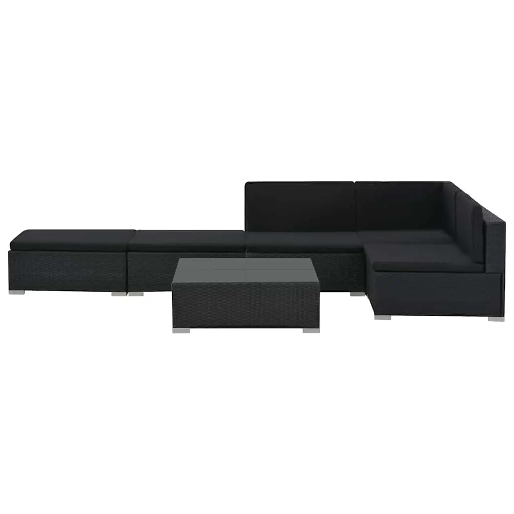 Outdoor Lounge Set Garden Furniture 6 Piece Black