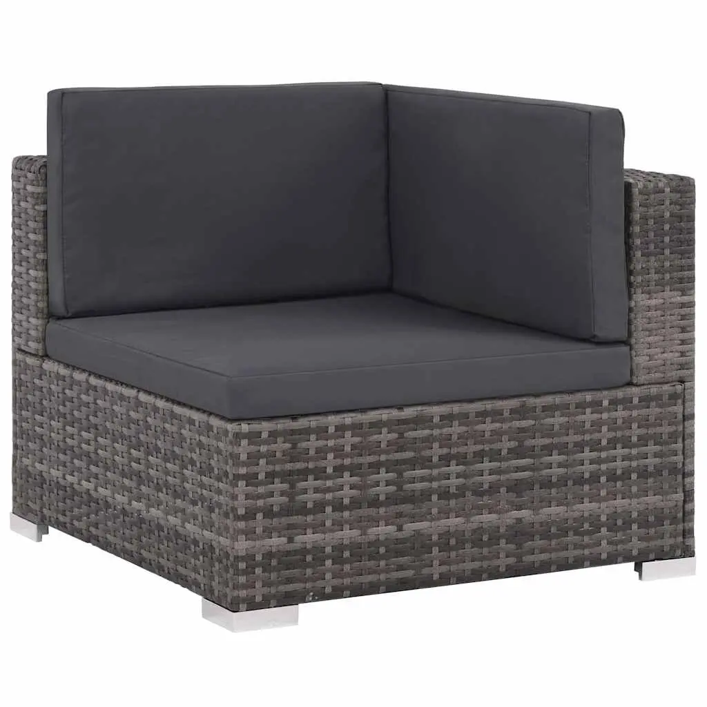7 Piece Outdoor Garden Lounge Furniture Set Patio Sectional Grey Poly Rattan Sofa