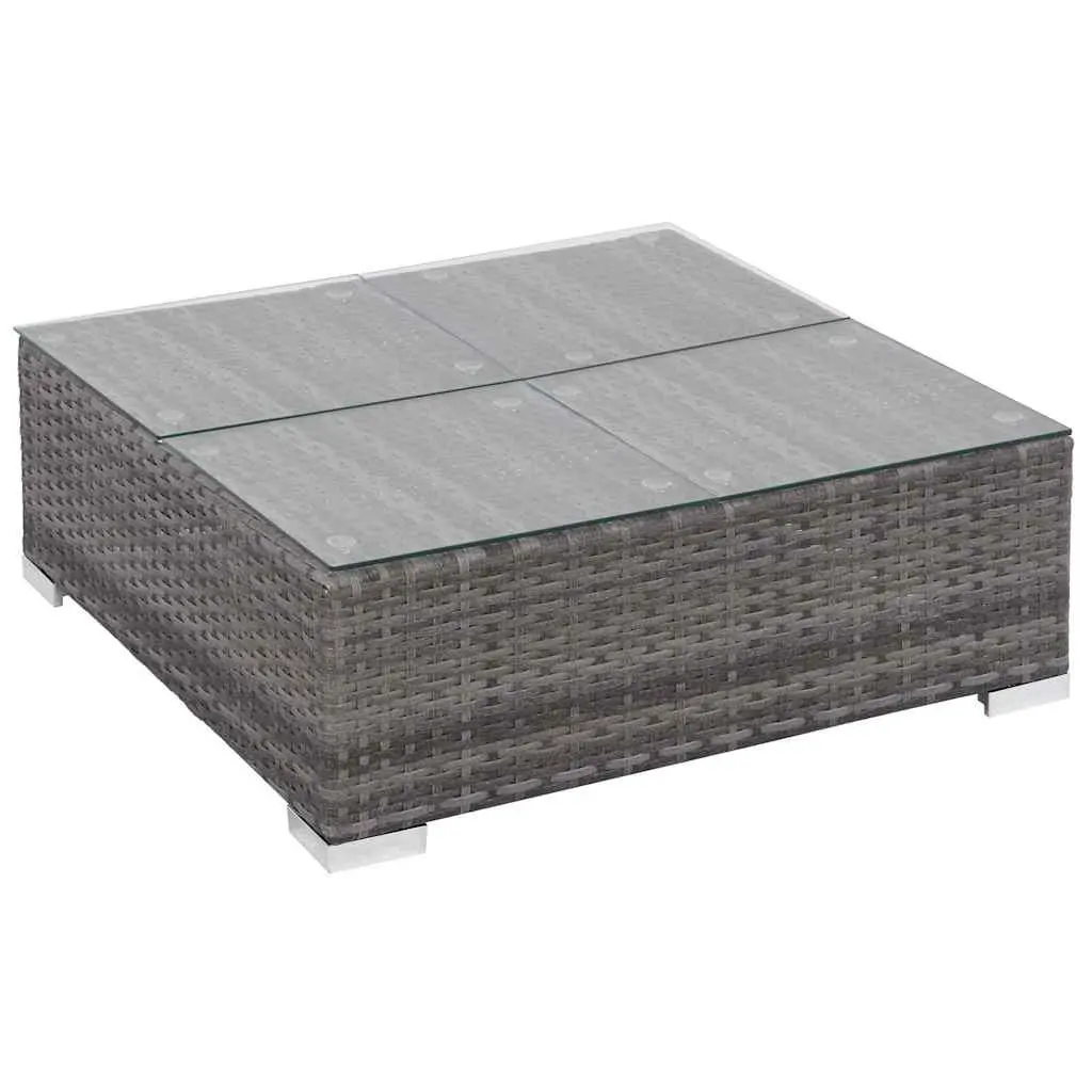 7 Piece Outdoor Garden Lounge Furniture Set Patio Sectional Grey Poly Rattan Sofa