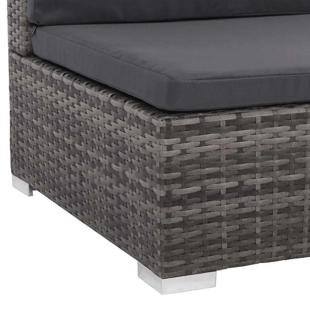 7 Piece Outdoor Garden Lounge Furniture Set Patio Sectional Grey Poly Rattan Sofa