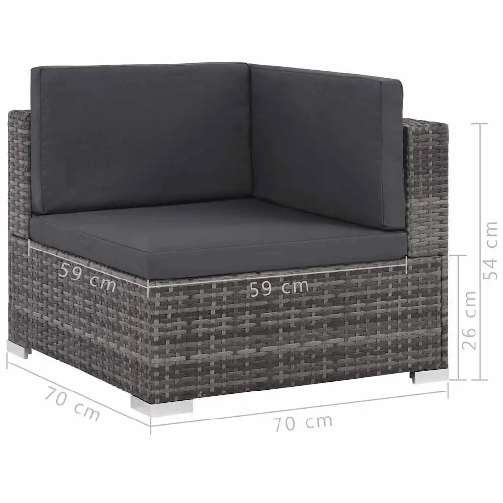 7 Piece Outdoor Garden Lounge Furniture Set Patio Sectional Grey Poly Rattan Sofa
