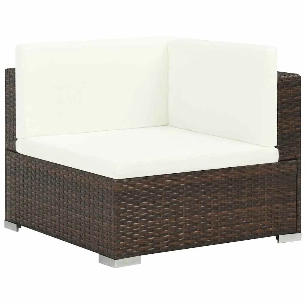 Garden Lounge Set 6 Piece Outdoor Furniture Poly Rattan Sofa with Cushions Brown