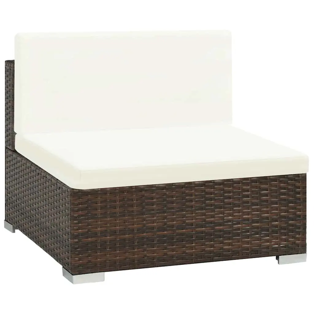 Garden Lounge Set 6 Piece Outdoor Furniture Poly Rattan Sofa with Cushions Brown