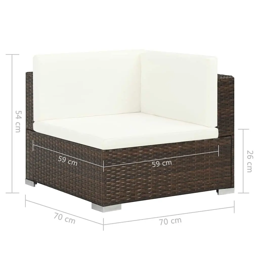 Garden Lounge Set 6 Piece Outdoor Furniture Poly Rattan Sofa with Cushions Brown