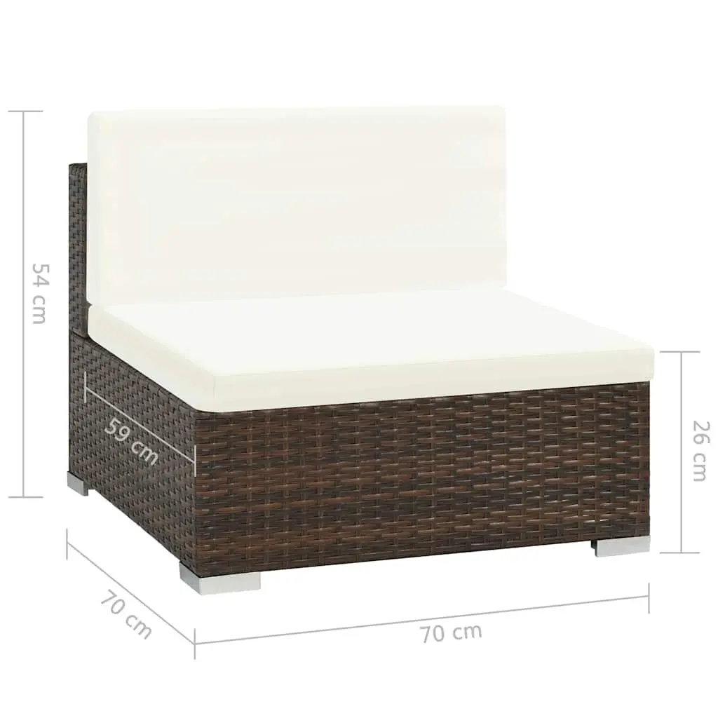 Garden Lounge Set 6 Piece Outdoor Furniture Poly Rattan Sofa with Cushions Brown