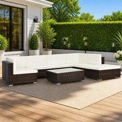 Outdoor 8-Piece Lounge Set: Dimensions and Features