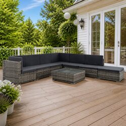 Specifications of 8 Piece Grey Rattan Garden Lounge Set
