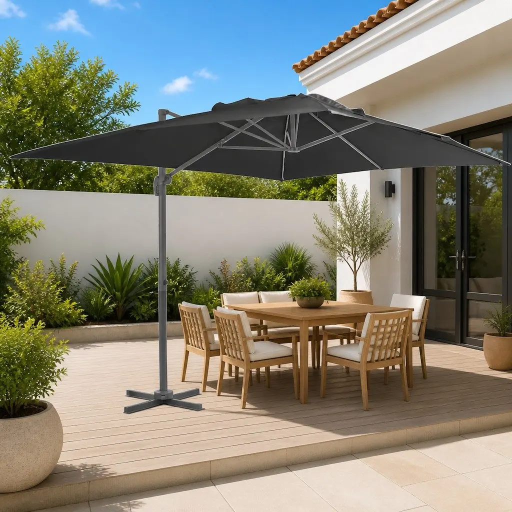 Cantilever Garden Parasol 400x300 cm Outdoor Hanging Sunshade Anthracite