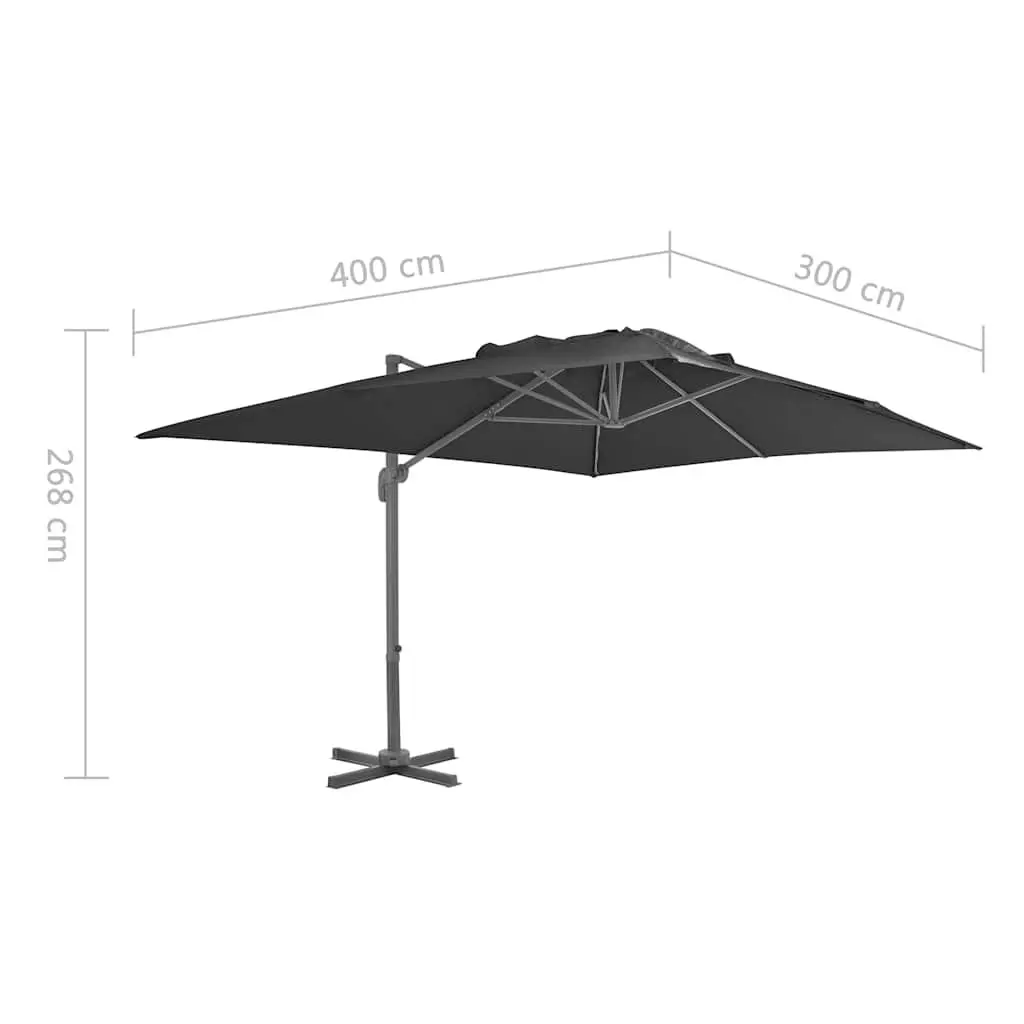 Cantilever Garden Parasol 400x300 cm Outdoor Hanging Sunshade Anthracite
