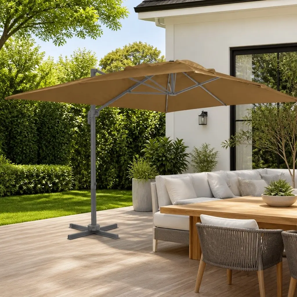 Cantilever Garden Parasol Outdoor 400x300cm Taupe