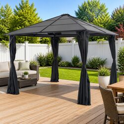 3x3 m Gazebo: Black Aluminium with UV-Resistant Roof