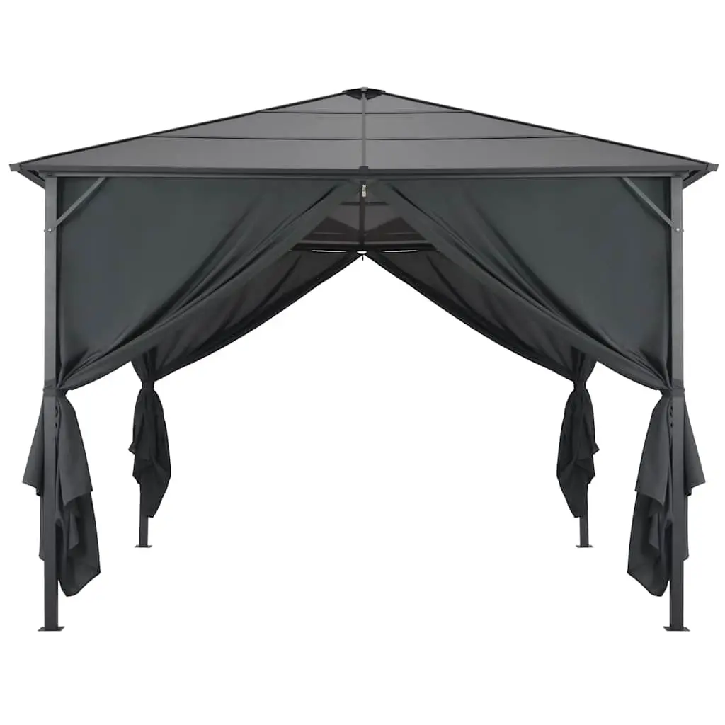 Outdoor Gazebo for Garden 3x3 m Black Canopy with Curtains