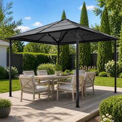 Gazebo Specifications: 3x3m, Aluminium Frame, UV Roof