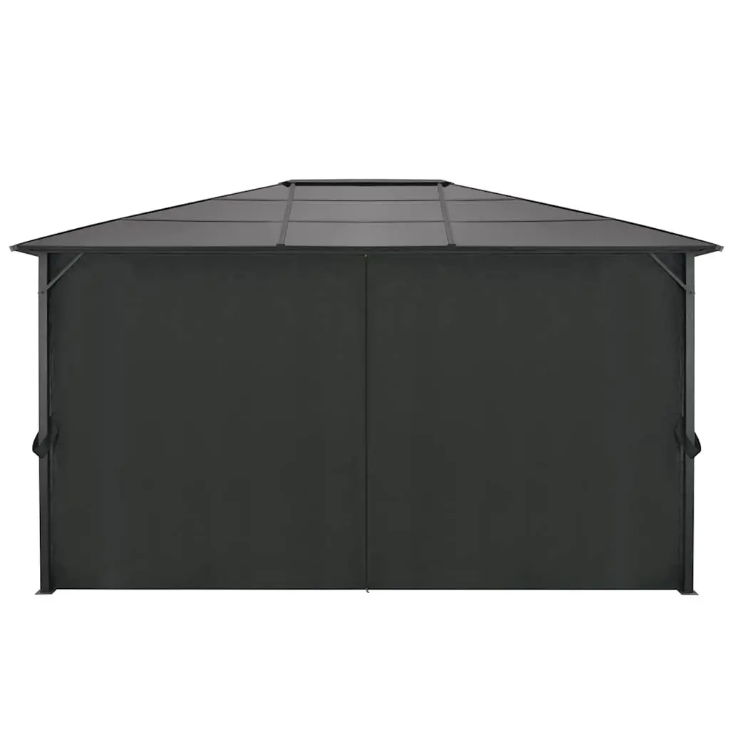 Gazebo Outdoor Pavilion with Curtains 4x3x2.6m Aluminium Steel Black