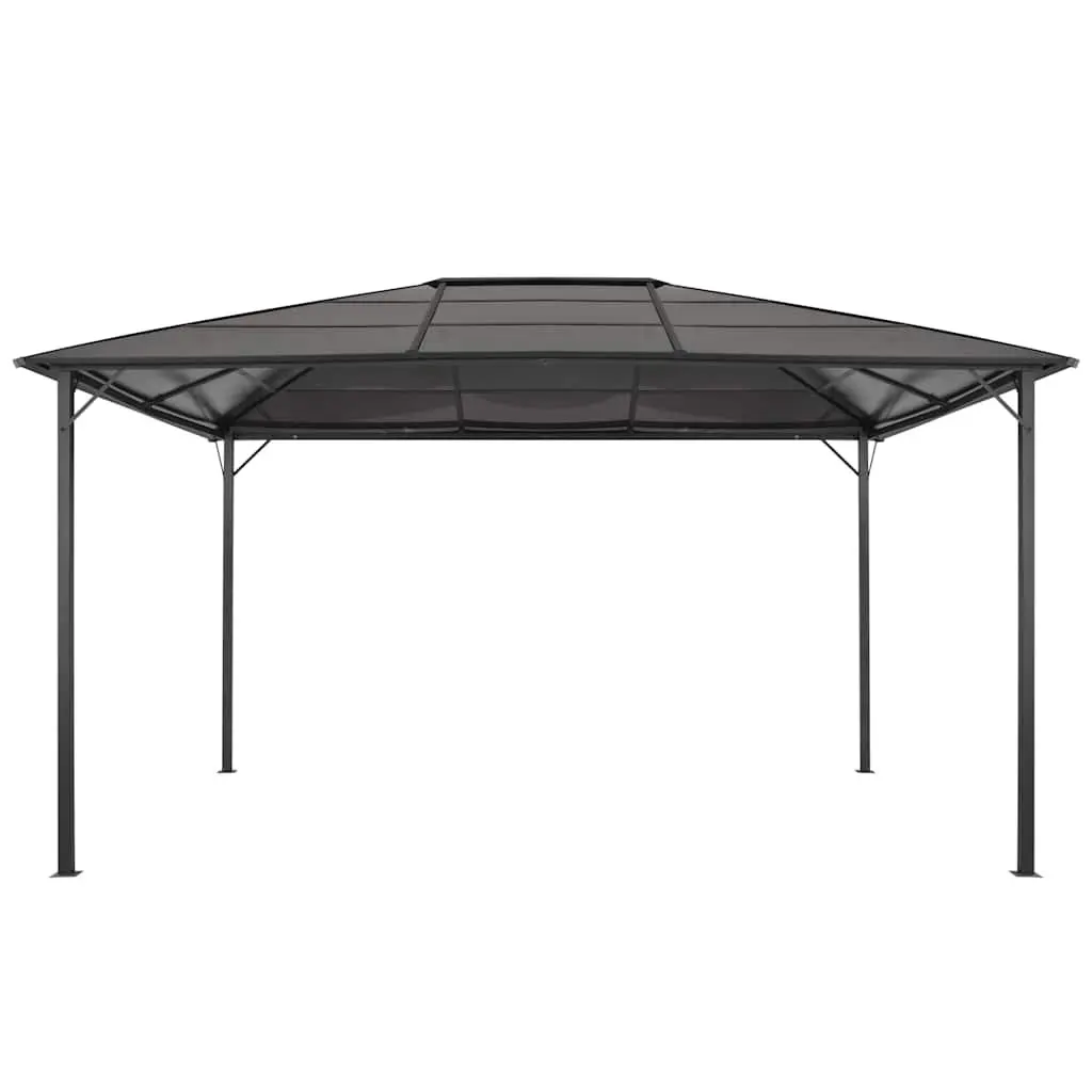 Gazebo Outdoor Sunshade Shelter 4x3x2.6m Black Aluminium Frame UV-Resistant Roof