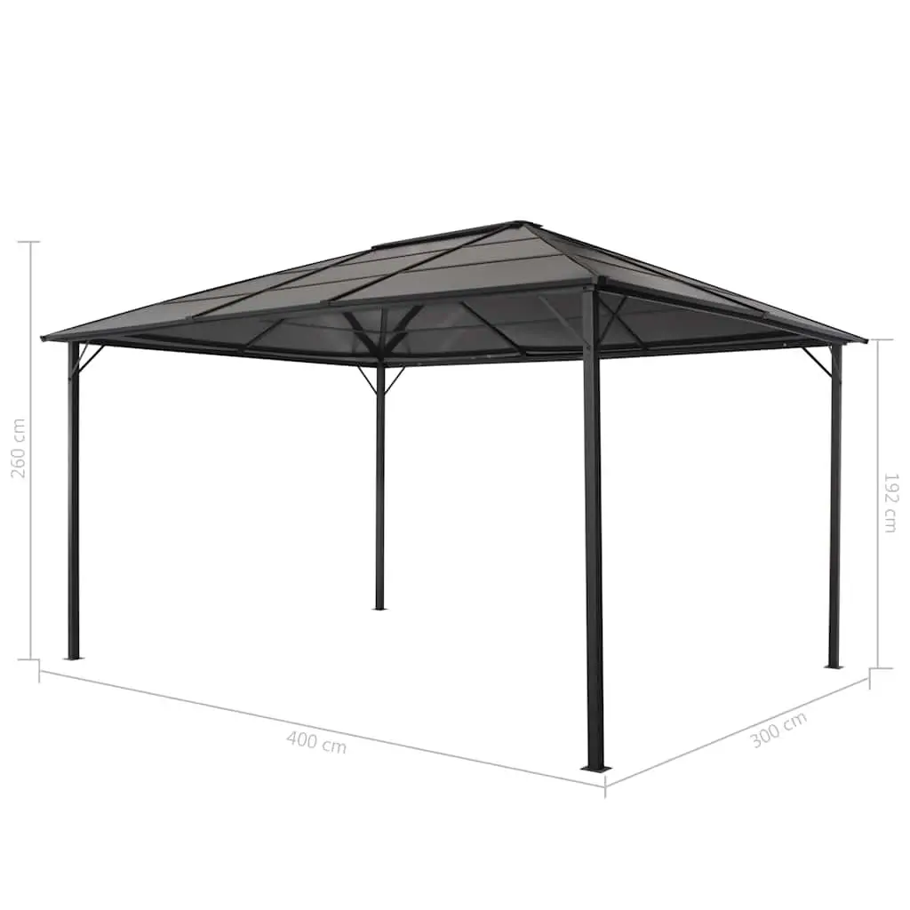 Gazebo Outdoor Sunshade Shelter 4x3x2.6m Black Aluminium Frame UV-Resistant Roof